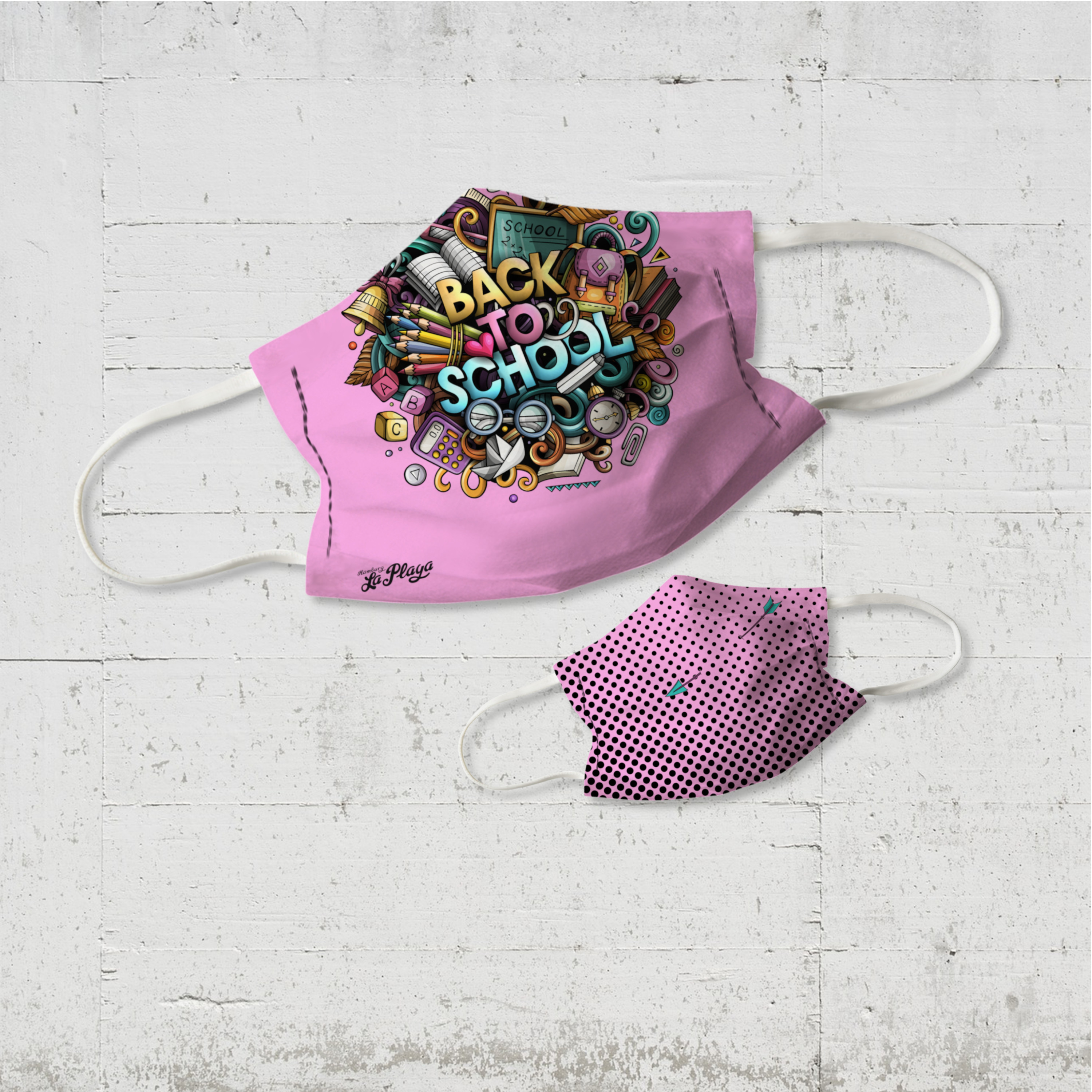 Back to School Kinder Wende-Maske candy pink  organic fairwear vegan