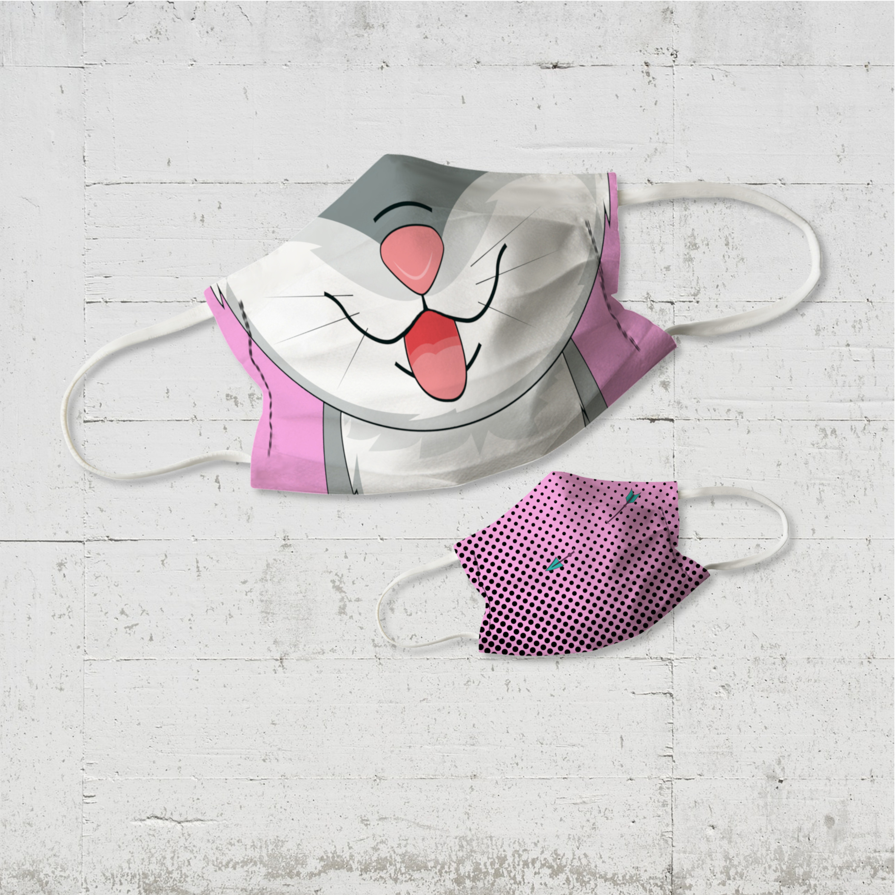 Kätzchen pink - Wende-Behelfsmaske Community Maske für Kinder - organic fairwear
