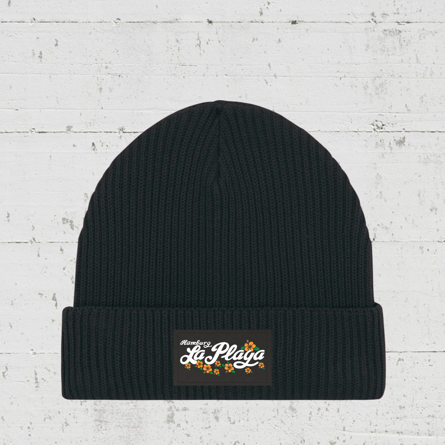 Signature Flower| Bio Fisherman Beanie unisex - black